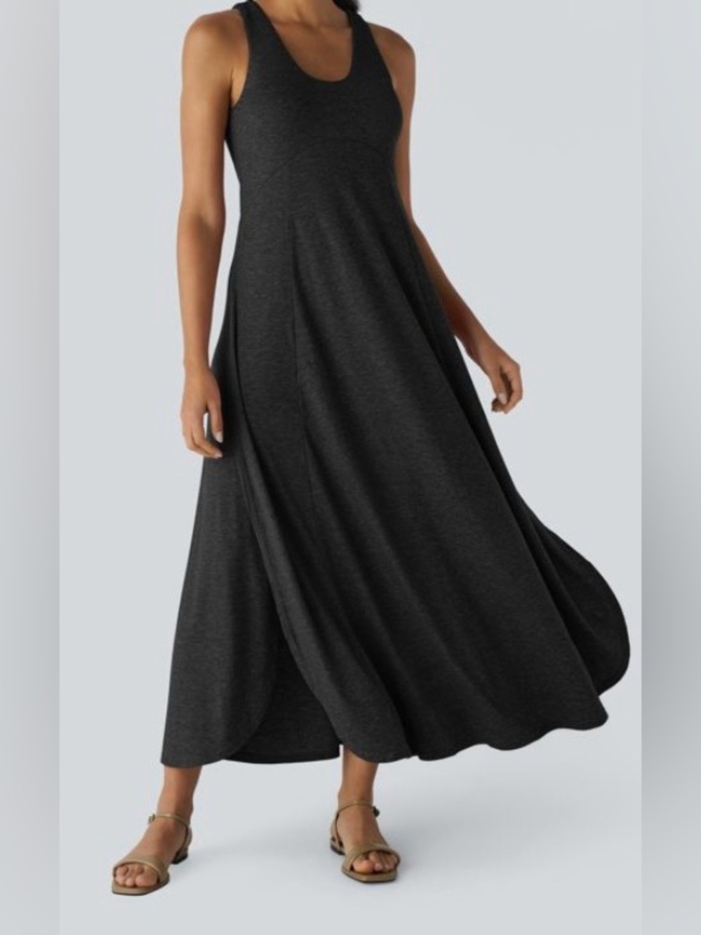 XLARGE .  HALARA U NECK BACKLESS SPLIT FLOWY MAXI TANK DRESS